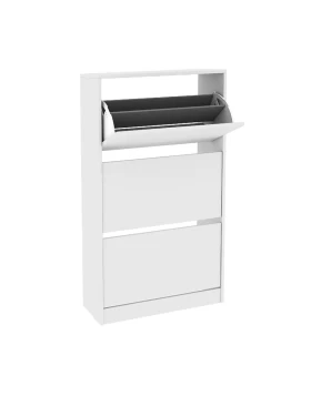 Παπουτσοθήκη μελαμίνης Flat Duo Megapap 18 ζεύγων σε χρώμα λευκό 73x26x119εκ.