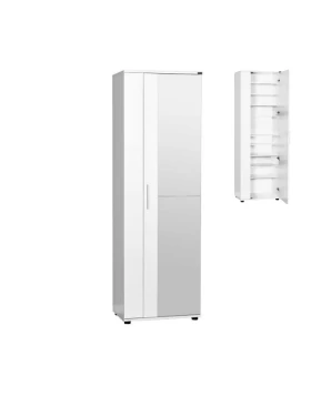 Porto Megapap single-leaf wardrobe with mirror - shoe rack of 30 pairs in white 60x36x187cm.