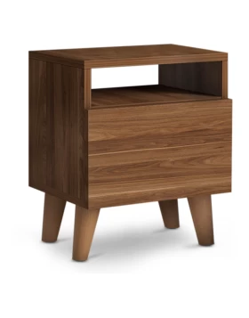 Luce Megapap melamine bedside table in walnut color 40x30x47,6cm.