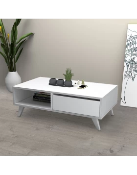 Aster Megapap melamine coffee table in white color 120x56x40cm.