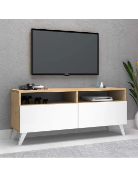 Encoy Megapap melamine TV furniture in sonoma - white color 120x35x50cm.