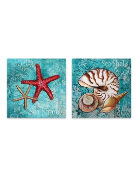 Πίνακας σε καμβά Sea Creatures Megapap 2 τμχ. ψηφιακής εκτύπωσης 83x40x3εκ.