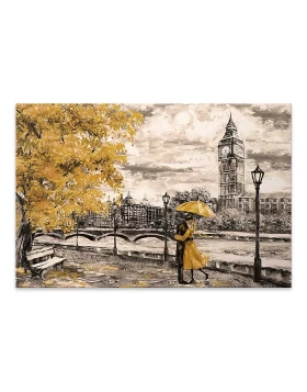 Πίνακας σε καμβά Big Ben And Yellow Leaves Megapap ψηφιακής εκτύπωσης 75x50x3εκ.