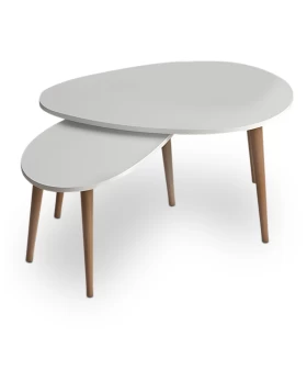 Spline Megapap melamine set of two pieces coffee tables in white color 80x40x46cm.
