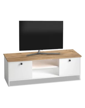 Έπιπλο τηλεόρασης Cube Megapap από μελαμίνη χρώμα pine - white 120x30x40εκ.