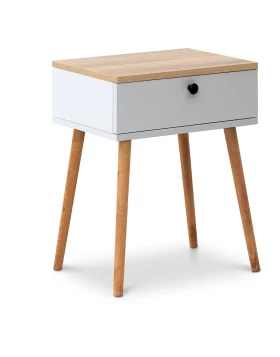 Pauline Megapap melamine bedside table in pine - white color 45x35x61cm.