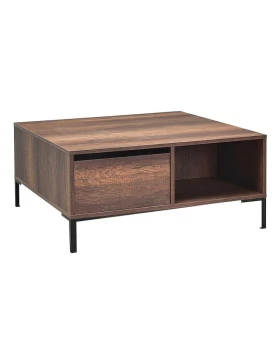 Slide Megapap melamine coffee table in walnut color 90x90x42cm.