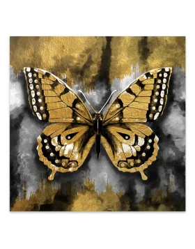 Πίνακας σε καμβά Golden Butterfly Megapap ψηφιακής εκτύπωσης 60x60x3εκ.