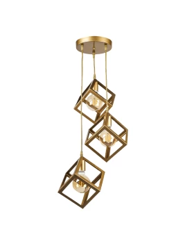 Thora Megapap metallic three-light ceiling light E27 in matte gold color 22x22x70cm.