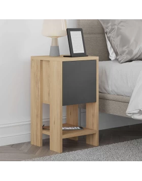 Ema Megapap melamine night-stand in oak - anthracite color 30x30x55cm.