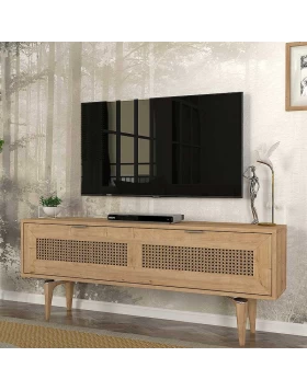 Έπιπλο τηλεόρασης Sirona Megapap από μελαμίνη χρώμα sapphire oak 140x30x55εκ.
