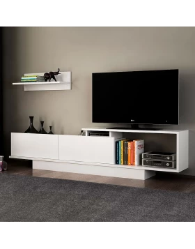 Novara Megapap melamine TV stand in white color 180x29,6x45cm.