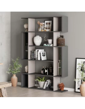 Mito Megapap melamine bookcase in light mocha - anthracite color 108x25x161cm.