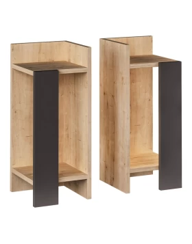 Elos Megapap melamine night-stand set in oak - anthracite color 25x27x60cm.