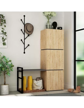 Mello Megapap melamine hallway stand with hanger in oak color 109x39x149cm.