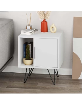 Κομοδίνο μελαμίνης Glynn Megapap χρώμα λευκό 50,2x44,6x60εκ.