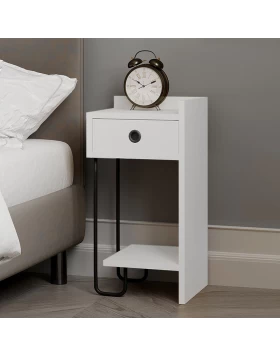 Sirius Megapap melamine night-stand right in white color 32x30x61cm.