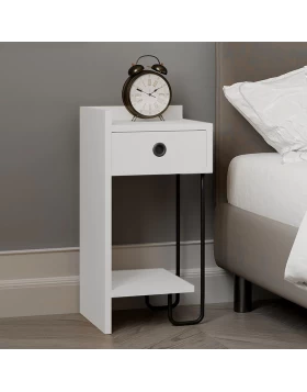 Sirius Megapap melamine night-stand left in white color 32x30x61cm.