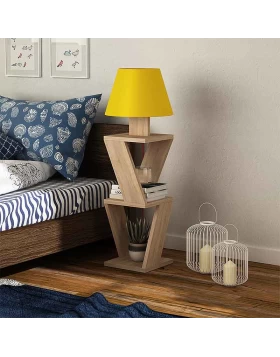 Kozena Megapap melamine - fabric floor lamp - Nightstand in oak/yellow color 22x22x85cm.