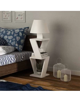Kozena Megapap melamine - fabric floor lamp - nightstand in white color 22x22x85cm.