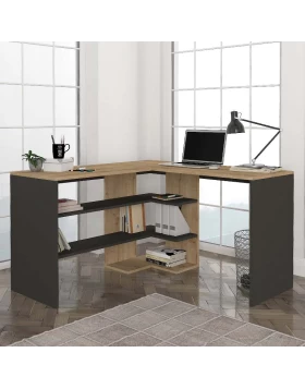 Stylo Megapap melamine desk in sapphire - anthracite color 120x120x73,8cm.