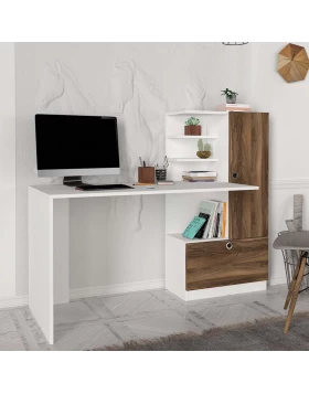 Merino Megapap melamine desk in white - walnut color 149,5x61,8x120cm.