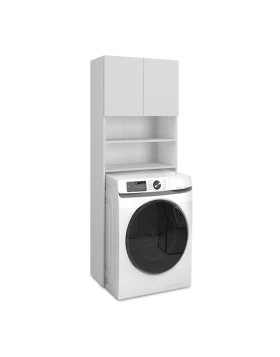 Ramsey Megapap melamine washing machine furniture in white color 65x27x190,6cm.