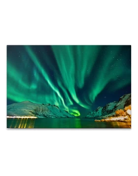 Πίνακας σε καμβά Aurora Borealis Megapap ψηφιακής εκτύπωσης 100x70x3εκ.