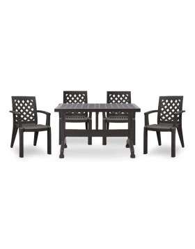 Garden dining set Callan Megapap 5pcs polypropylene table 120x70 - armchair in brown color