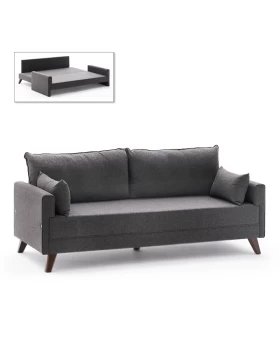 Bella Megapap fabric sofa bed three - seater in anthracite color 208x81x85cm.