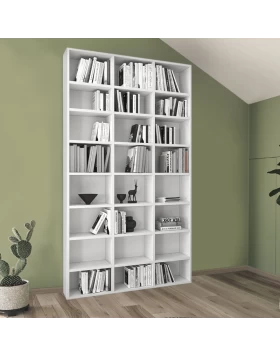 Βιβλιοθήκη μελαμίνης Fyodor Megapap χρώμα λευκό 102x16x178εκ.