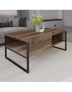 Lawrence Megapap melamine coffe table in smoked walnut color 106x50x42cm.