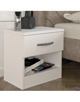 Lube Megapap melamine nightstand in white color 40x28,2x40cm.