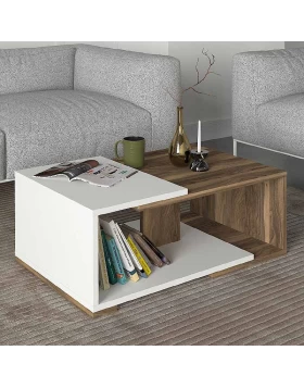 Mareta Megapap melamine coffee table in white - walnut color 81,8x50x35cm.