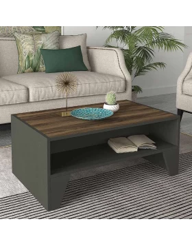Chester Megapap melamine coffee table in anthracite - walnut color 93,6x60x40cm.