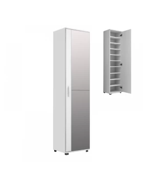 Visla Megapap single-door wardrobe - shoe rack of 20 pairs with mirror in white 45x36x187cm.