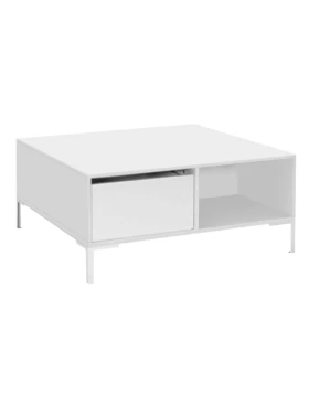 Slide Megapap melamine coffee table in white color 90x90x42cm.