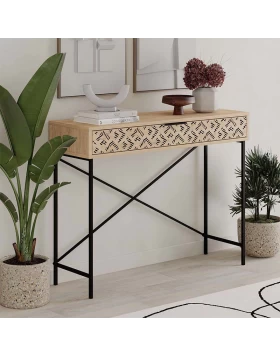 Κονσόλα Heaton Megapap μεταλλική - μελαμίνης χρώμα sapphire oak 110x35,6x90εκ.