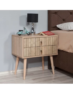 Soho Megapap melamine nightstand in sonoma color 60x40x61cm.