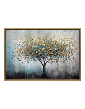 Πίνακας σε καμβά Gold Tree Megapap ψηφιακής εκτύπωσης με κορνίζα χρώμα χρυσό 140x100x3εκ.
