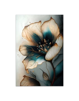 Πίνακας σε καμβά Emerald Golden Flower Megapap ψηφιακής εκτύπωσης 70x100x3εκ.