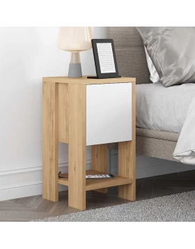 Ema Megapap melamine night-stand in sapphire oak - white color 30x30x55cm.