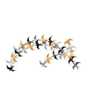 Διακοσμητικό τοίχου Birds Megapap μεταλλικό χρώμα μαύρο - bronze - ασημί 137x62εκ.