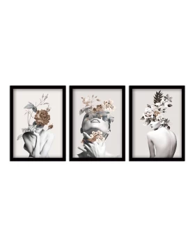 Πίνακας Flower Girls Megapap 3 τμχ. σε πλαίσιο 35x45x2εκ.
