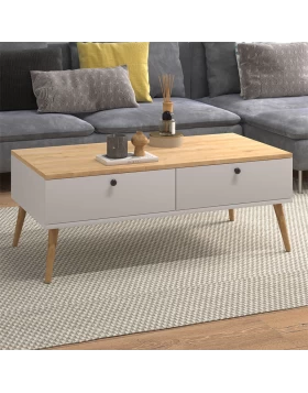 Alis Megapap melamine coffe table in white - oak color 110x50x40cm.