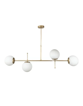 Lura Megapap Ε27 metal - glass ceiling light in gold color 110x70cm.