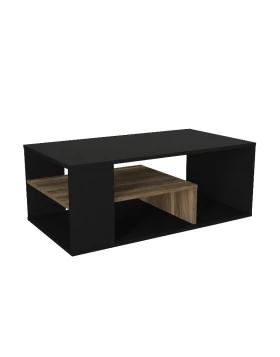 Abdera Megapap melamine coffee table in black - walnut color 110x60x42cm.
