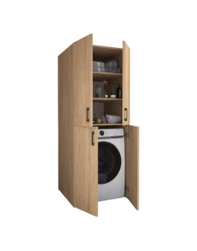 Millay Megapap melamine bathroom - laundry machine cabinet in sapphire oak color 70x70x180cm.