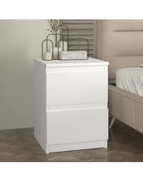 Breve Megapap melamine nightstand in white color 39.8x41.8x55cm.