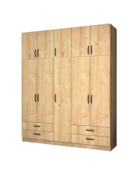 Ricardo Megapap five doors melamine wardrobe with cabinet in oak color 200x51,8x240cm.